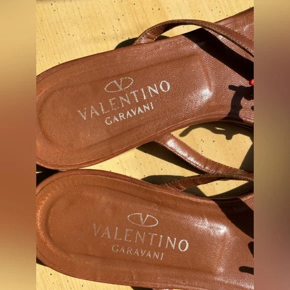 Valentino Garavani Red Coral Embellished Leather Sandals - Size 36.5/US Size 6.5 - Picture 3 of 10